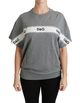 Dolce & Gabbana Sequined Logo Cotton Sweater in Gray