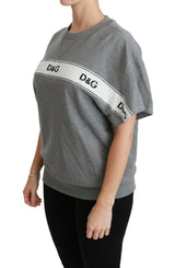 Dolce & Gabbana Sequined Logo Cotton Sweater in Gray