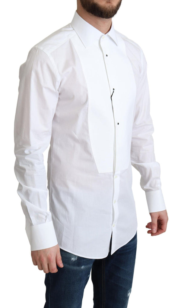 Dolce & Gabbana Elegant White Cotton Bib Dress Shirt