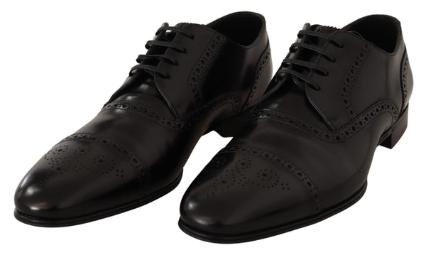 Dolce & Gabbana Elegant Black Leather Derby Oxford Shoes