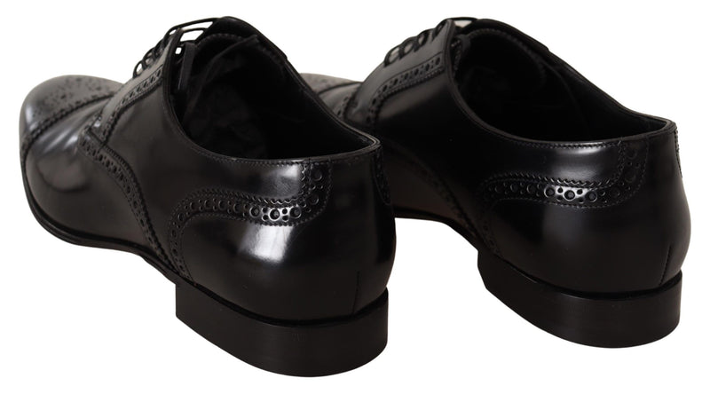 Dolce & Gabbana Elegant Black Leather Derby Oxford Shoes