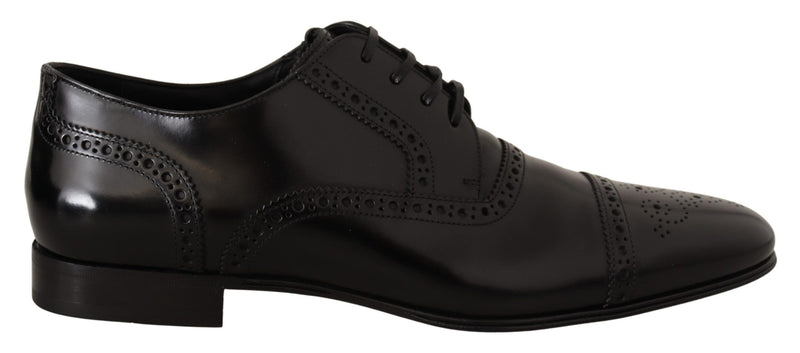 Dolce & Gabbana Elegant Black Leather Derby Oxford Shoes