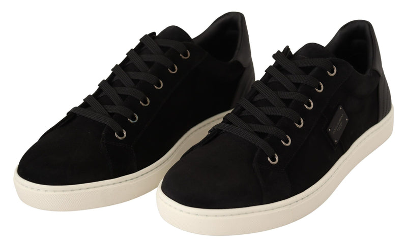 Dolce & Gabbana Elegant Black Leather & Suede Sneakers