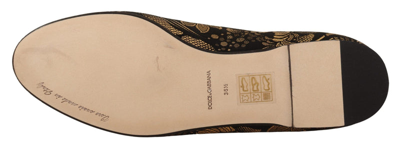 Dolce & Gabbana Elegant Leather Heart Embellished Flats