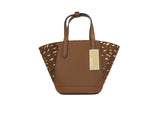 Michael Kors Portia Small Pebbled Leather and Haircalf Tote Handbag (Brown Multi)