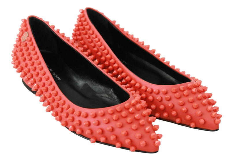 Philipp Plein Vibrant Orange Pointed Leather Flats