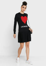 Love Moschino Enchanting Ruched Heart Knit Dress