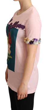 Dolce & Gabbana Elegant Floral Rose Applique T-Shirt