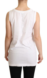 Dolce & Gabbana Crystal Embellished Heart White Sleeveless Tee