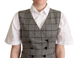 Dolce & Gabbana Elegant Checkered Gray Silk Blend Vest