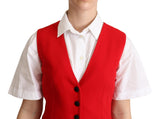 Dolce & Gabbana Elegant Red Leopard Print Sleeveless Vest