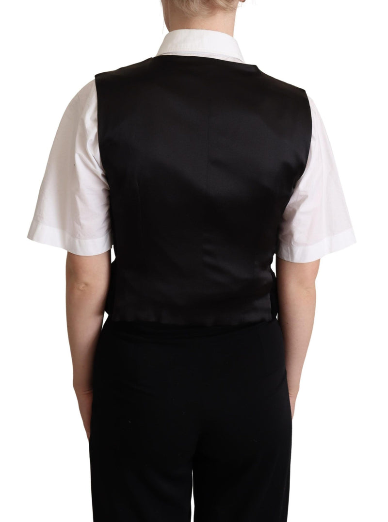 Dolce & Gabbana Elegant Black Velvet Sleeveless Waistcoat