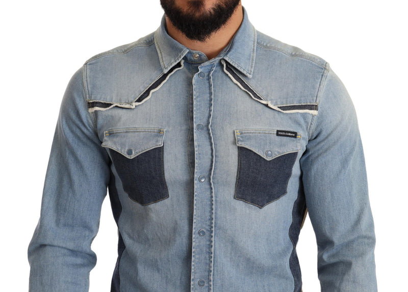 Dolce & Gabbana Elegant Blue Denim Slim Fit Shirt