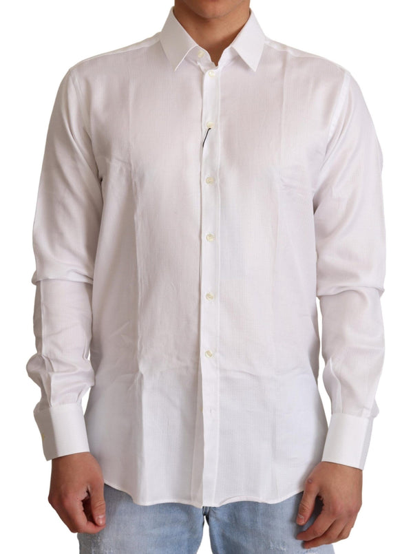 Dolce & Gabbana Elegant White Martini Slim Fit Dress Shirt