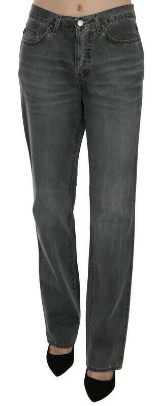 Just Cavalli Chic Gray Mid Waist Straight Leg Jeans