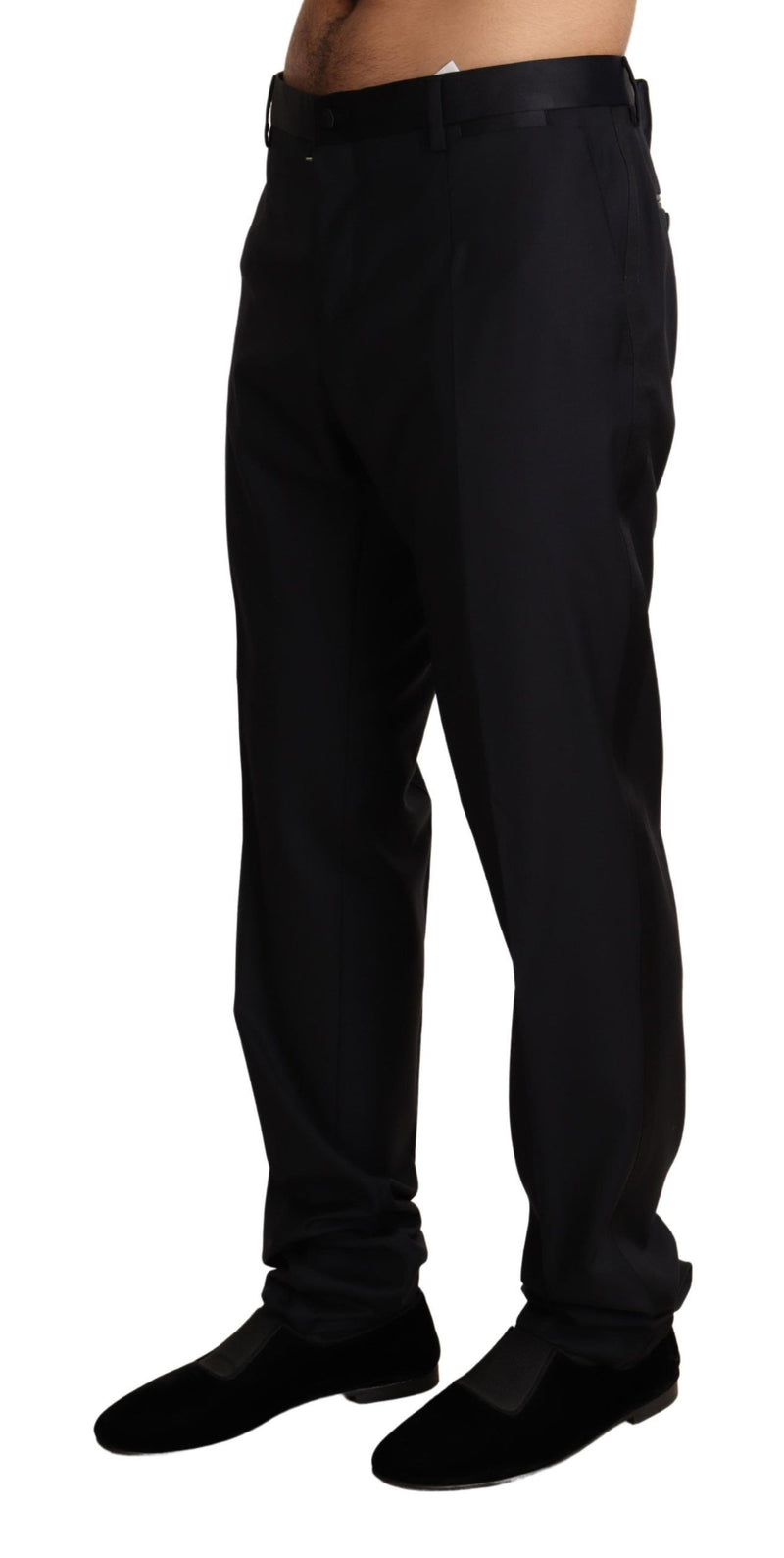 Dolce & Gabbana Elegant Black Wool Silk Blend Tuxedo Trousers