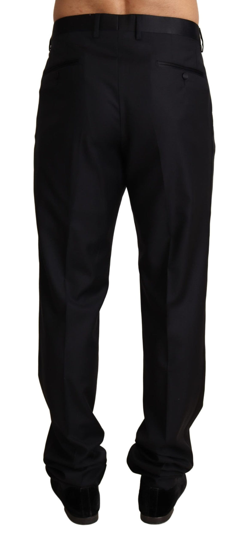 Dolce & Gabbana Elegant Black Wool Silk Blend Tuxedo Trousers