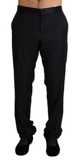 Dolce & Gabbana Elegant Black Wool Silk Blend Tuxedo Trousers