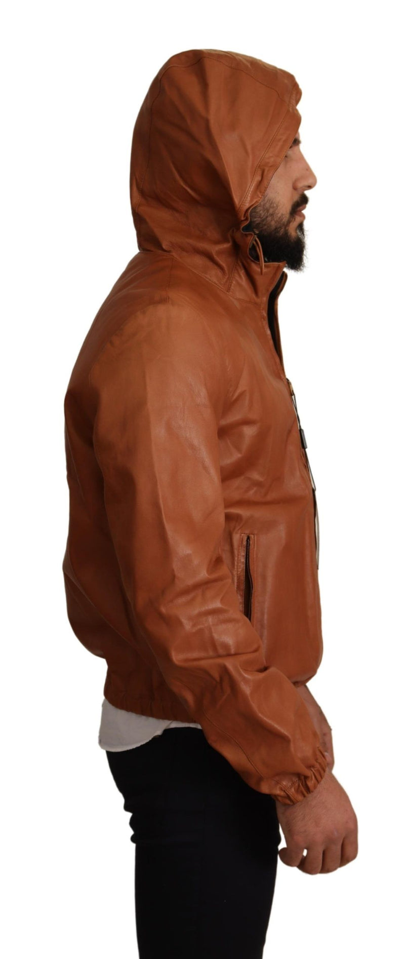 Dolce & Gabbana Elegant Brown Leather Bomber Jacket