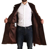 Dolce & Gabbana Classic Brown Leather Trench Coat