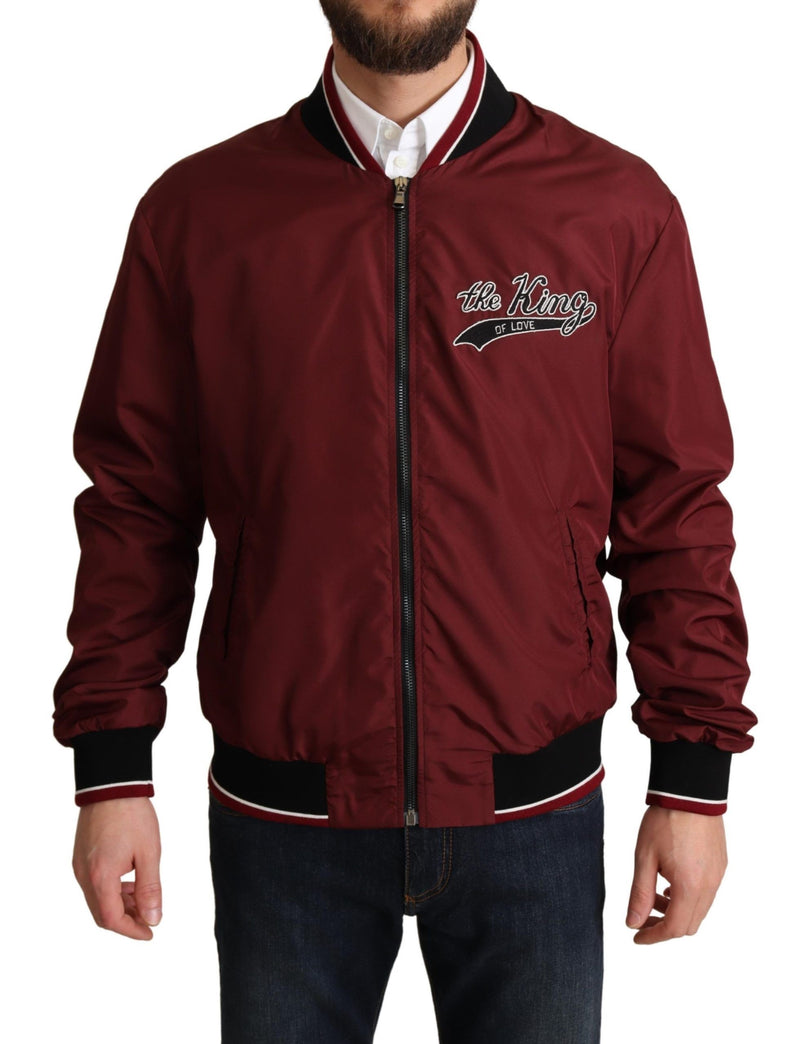 Dolce & Gabbana Elegant Dark Red Bomber Jacket