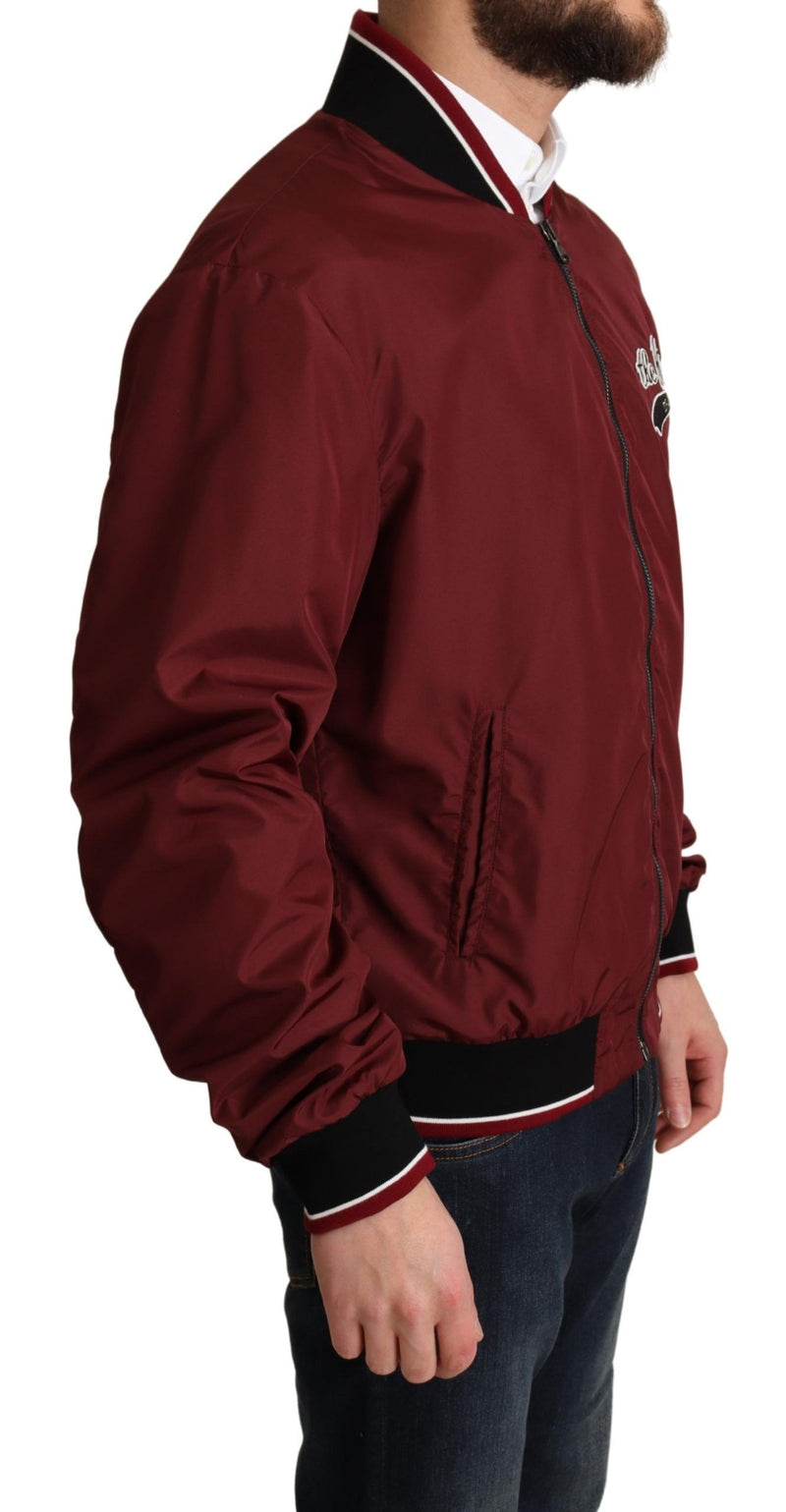 Dolce & Gabbana Elegant Dark Red Bomber Jacket