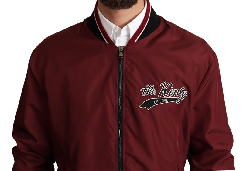 Dolce & Gabbana Elegant Dark Red Bomber Jacket