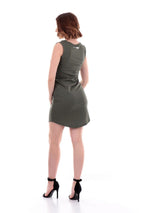 Imperfect Army Green Maxi Tank Dress with Embellishments