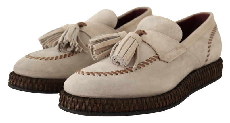 Dolce & Gabbana Elegant Cream Suede Espadrille Sneakers