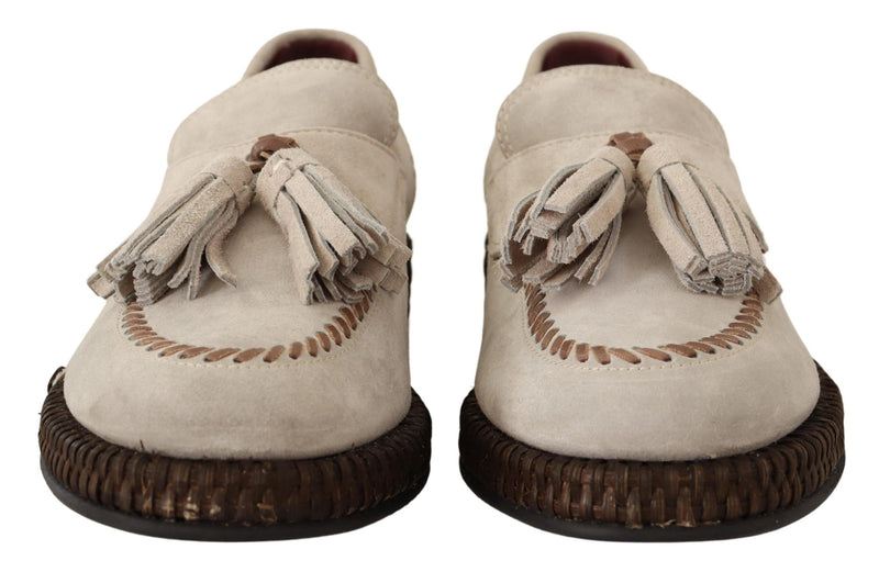 Dolce & Gabbana Elegant Cream Suede Espadrille Sneakers