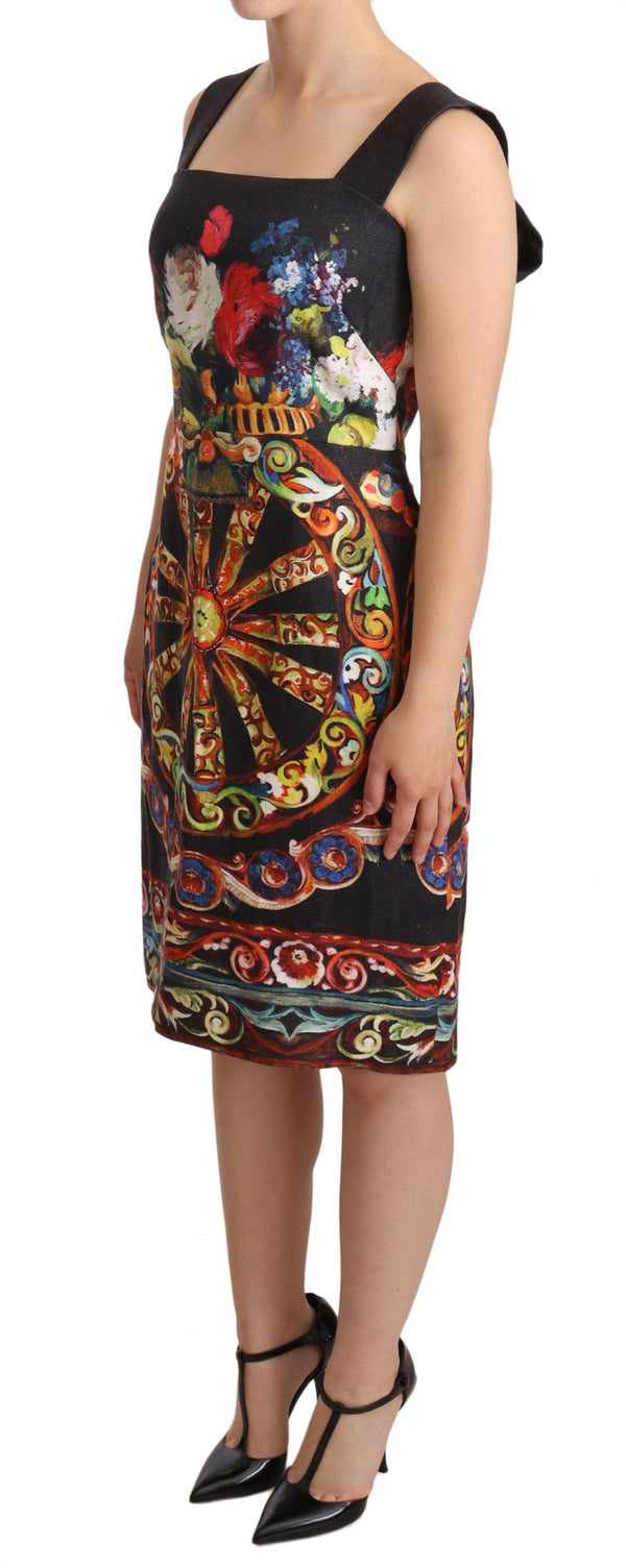 Dolce & Gabbana Elegant Floral Sheath Linen Dress