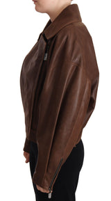 Dolce & Gabbana Chic Brown Leather Biker Jacket