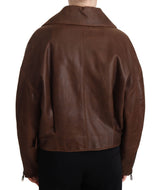 Dolce & Gabbana Chic Brown Leather Biker Jacket