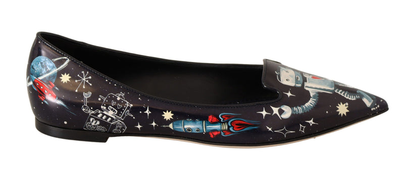 Dolce & Gabbana Elegant Outer Space Print Flat Loafers