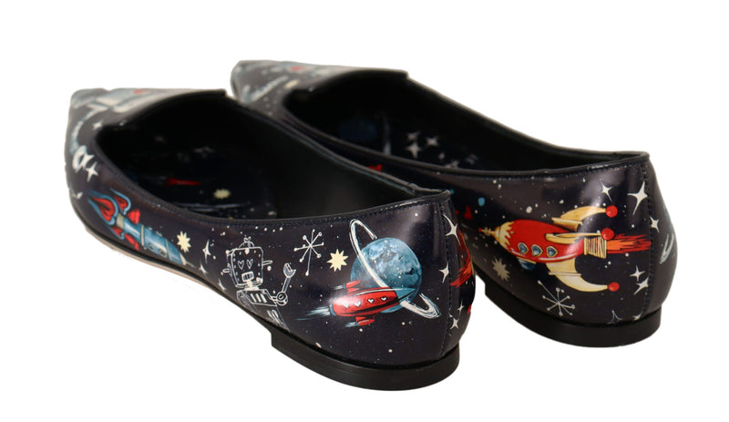 Dolce & Gabbana Elegant Outer Space Print Flat Loafers