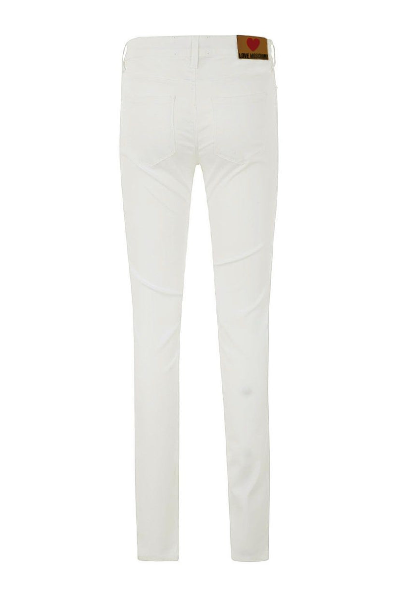 Love Moschino Chic White Cotton Blend Denim