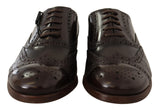 Dolce & Gabbana Elegant Brown Leather Derby Brogue Formal Shoes