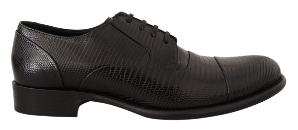 Dolce & Gabbana Elegant Black Lizard Skin Derby Shoes