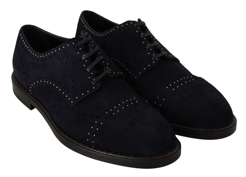 Dolce & Gabbana Elegant Suede Derby Shoes with Silver Studs