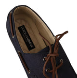 Dolce & Gabbana Elegant Blue & Brown Leather Boat Shoes