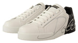 Dolce & Gabbana Elegant White Leather Casual Sneakers