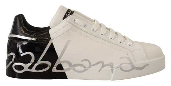 Dolce & Gabbana Elegant White Leather Casual Sneakers