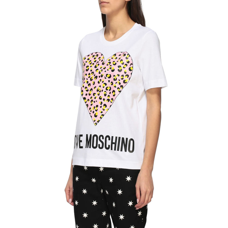 Love Moschino Chic Animalier Heart Print Cotton Tee