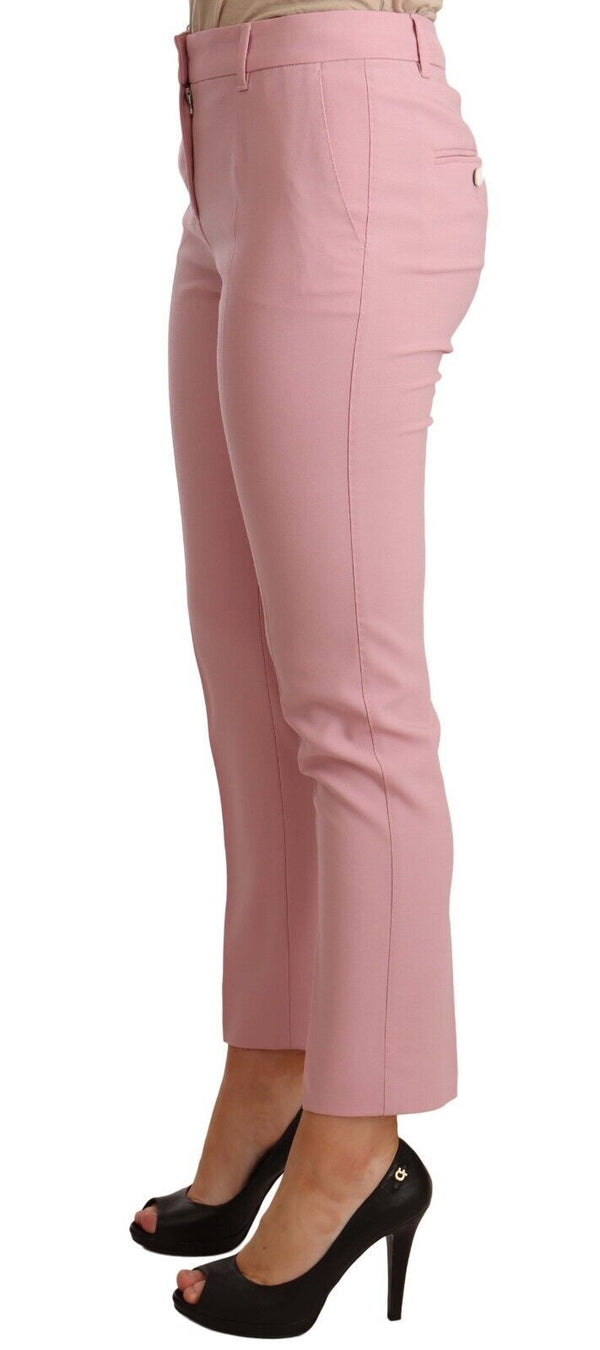 Dolce & Gabbana Elegant Pink Virgin Wool Cropped Trousers