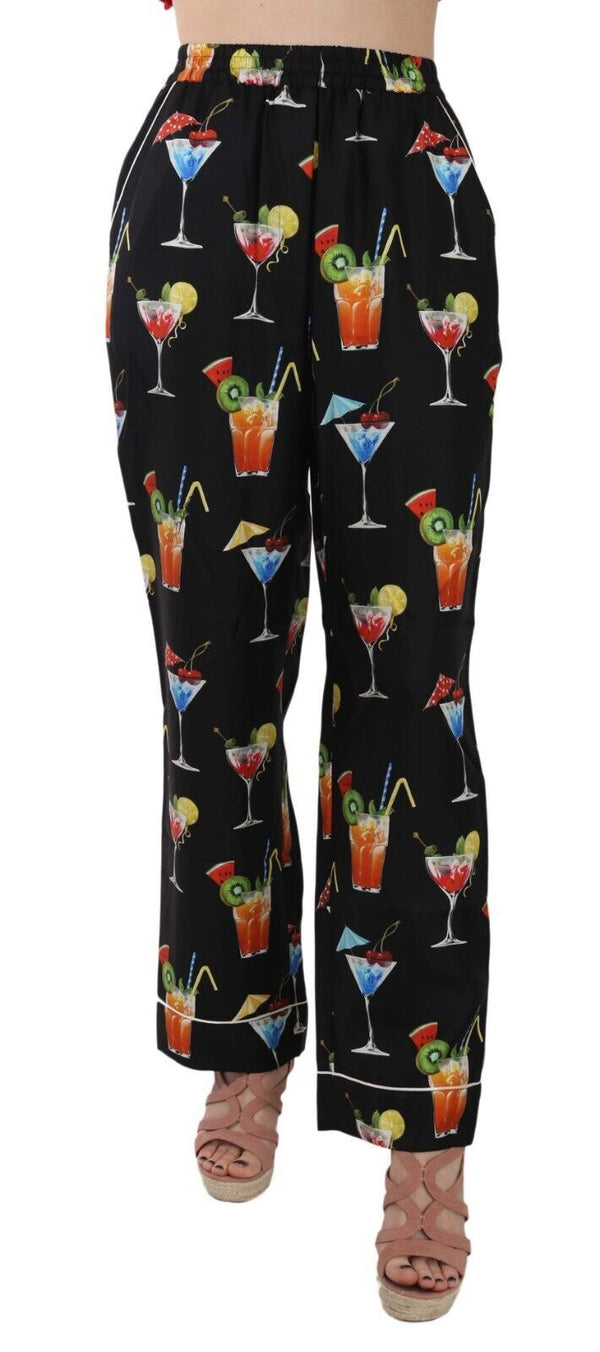 Dolce & Gabbana Elegant Cocktail Printed Silk Lounge Pants