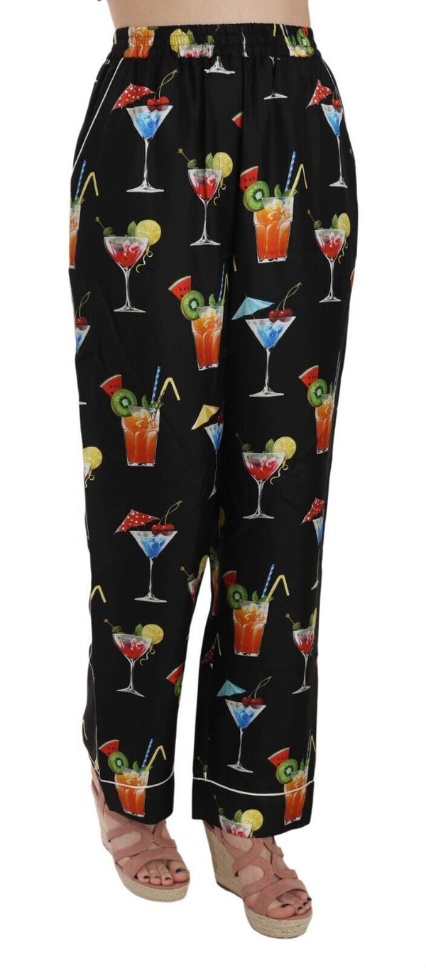 Dolce & Gabbana Elegant Cocktail Printed Silk Lounge Pants