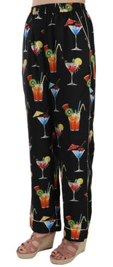 Dolce & Gabbana Elegant Cocktail Printed Silk Lounge Pants