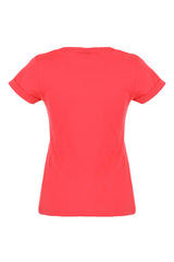 Imperfect Chic Pink Cotton Logo Tee for Women