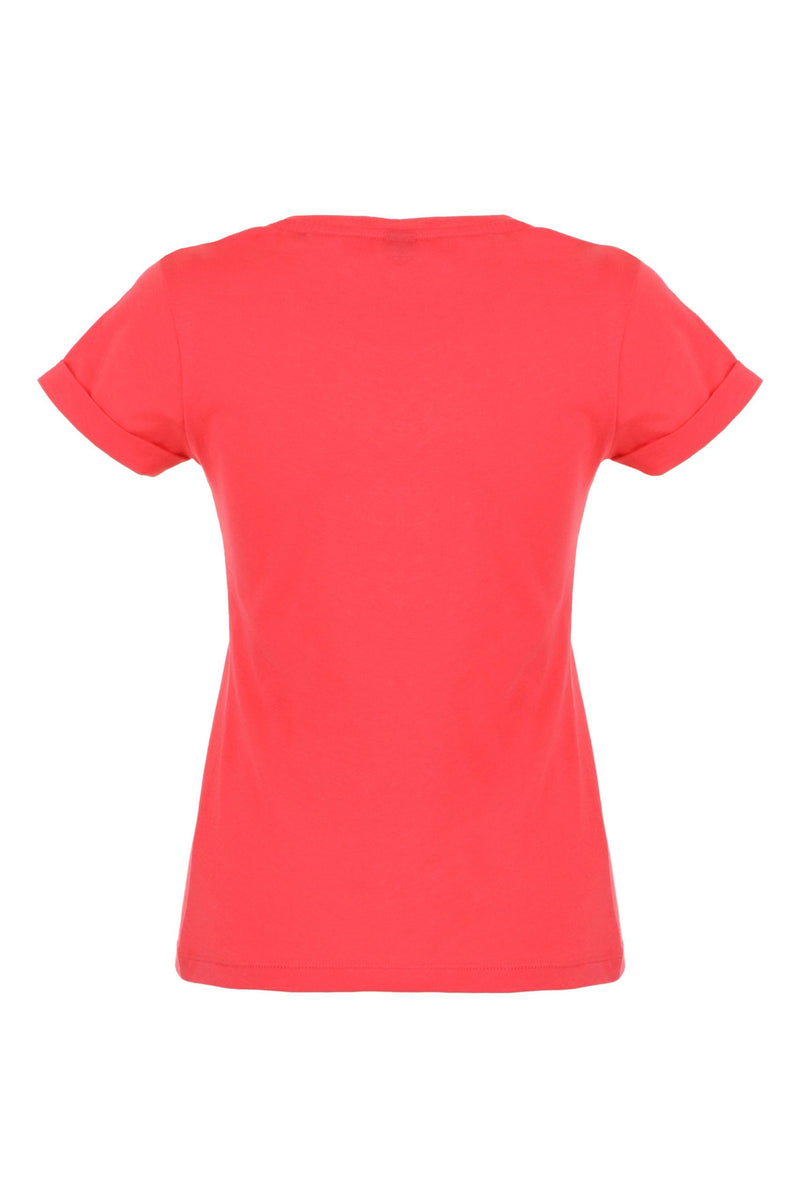 Imperfect Chic Pink Cotton Logo Tee for Women