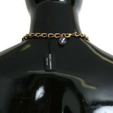 Dolce & Gabbana Elegant Gold Crystal Floral Charm Necklace